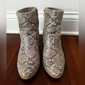 Snake Print Cowboy Ankle Boots